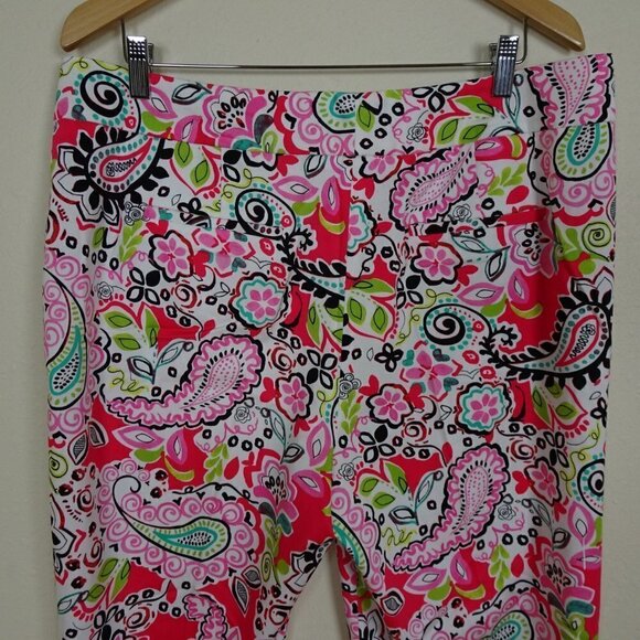 Pappagallo Paisley Pants Women's Size 14 Pink Colorful Spring Summer Stretch - Picture 4 of 6